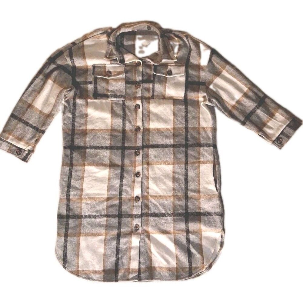 Women's Long Fall Flannel Plaid Jacket  - Size XL